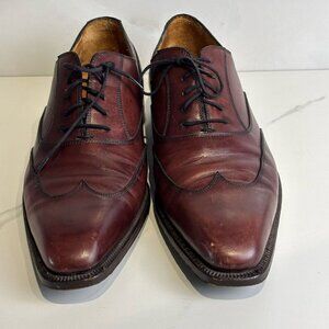 Sutor Mantellassi Men Leather Vintage Lace Up Wing Tip  Shoes Dark Brown Size 11
